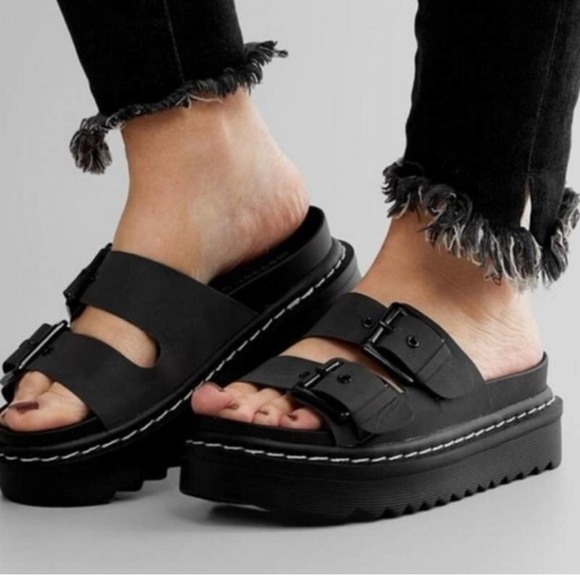 Madden Girl Shoes - Madden Girl Black Double Buckle Platform Sandal Dizzyy Slides